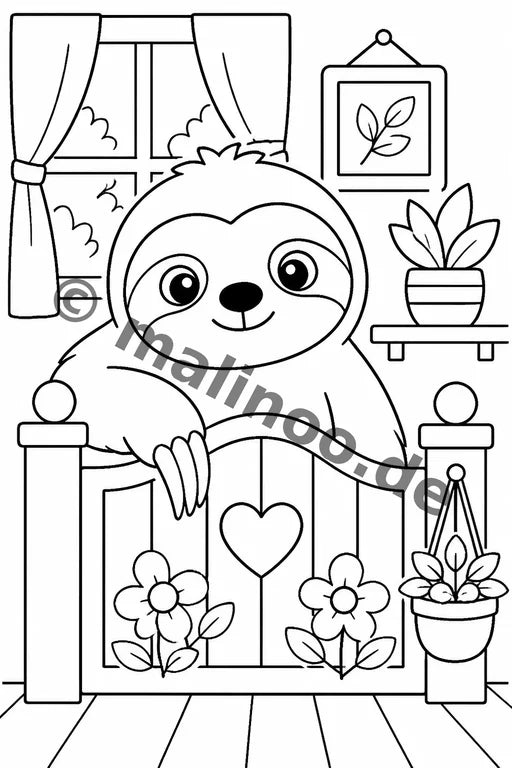 Faultiere Malbuch 50 Ausmalbilder gedruckt+gebunden – Vorschaubild 6