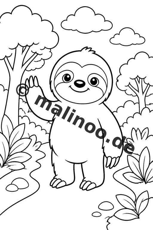 Faultiere Malbuch 50 Ausmalbilder gedruckt, ungebunden – Vorschaubild 2