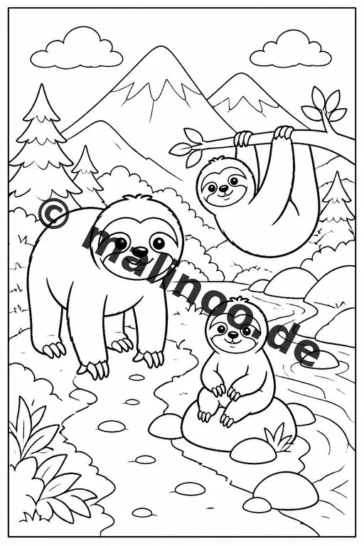 Faultiere Malbuch 50 Ausmalbilder gedruckt, ungebunden – Vorschaubild 6