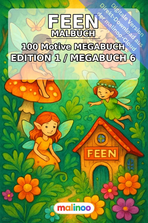 Feen Malbuch 100 Ausmalbilder PDF Download digital – Cover