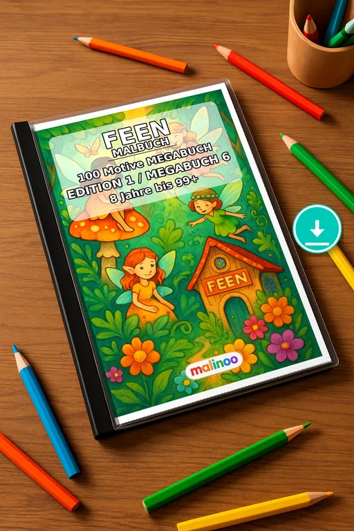 Feen Malbuch 100 Ausmalbilder PDF Download – Mockup-Ansicht
