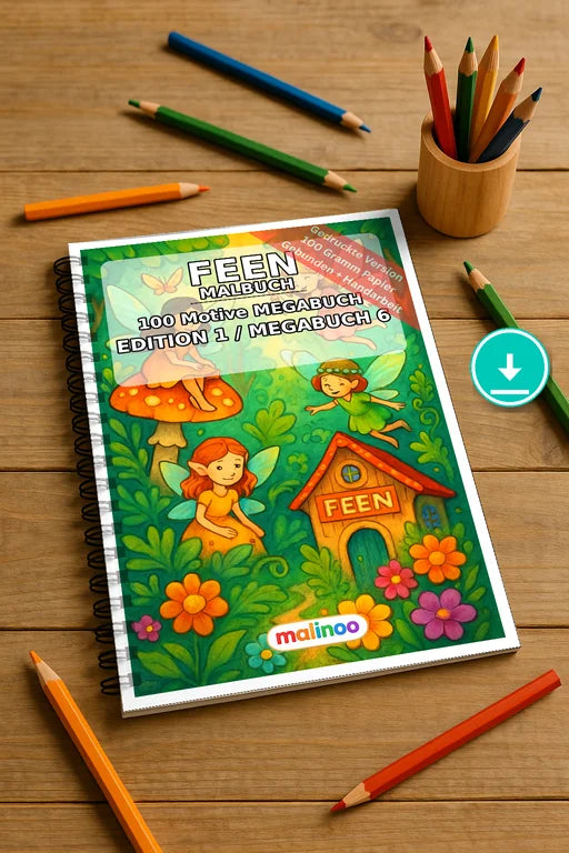 Feen Malbuch 100 Ausmalbilder PDF Download digital – Mockup-Ansicht