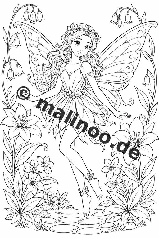 Feen Malbuch 100 Ausmalbilder PDF Download digital – Vorschaubild 1