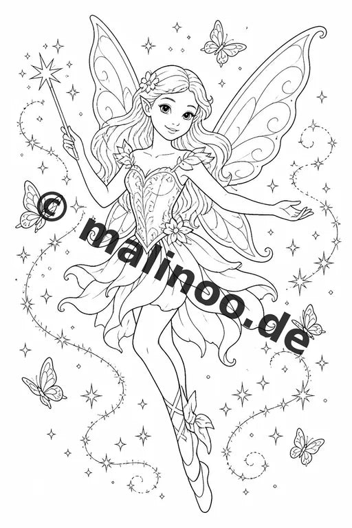 Feen Malbuch 100 Ausmalbilder PDF Download digital – Vorschaubild 3