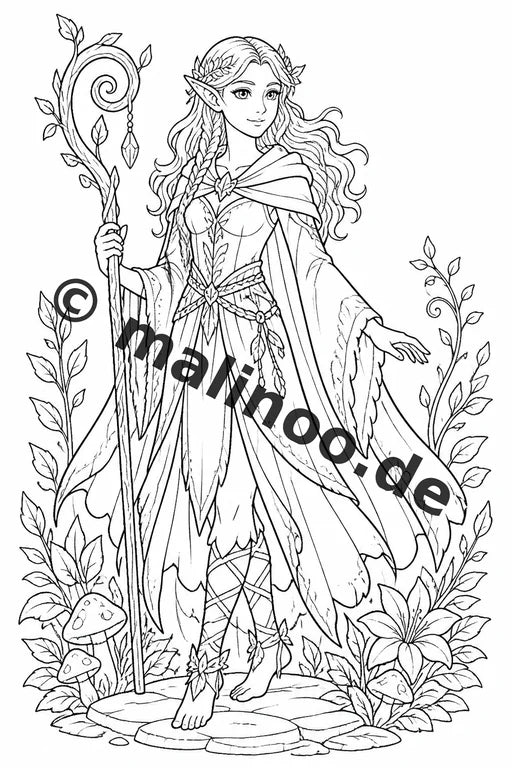 Feen Malbuch 100 Ausmalbilder PDF Download digital – Vorschaubild 4