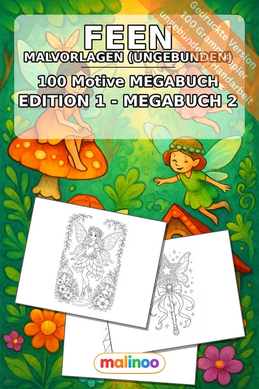 Feen Malbuch 100 Ausmalbilder gedruckt, ungebunden – Cover