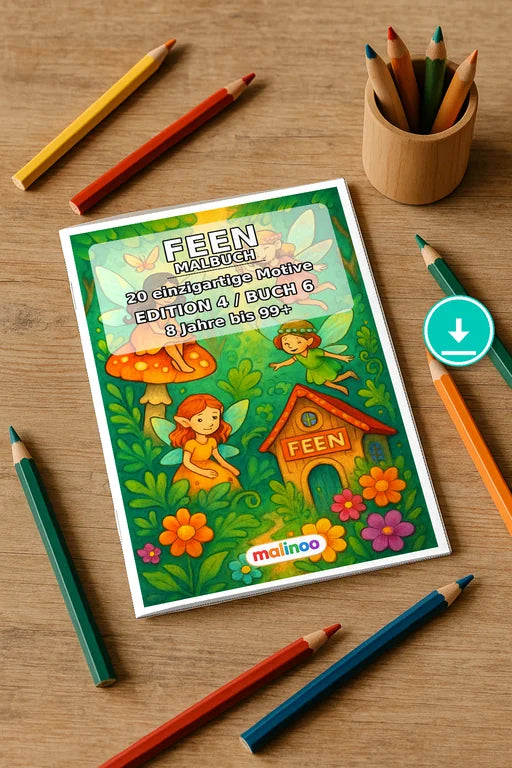 Feen Malbuch 20 Ausmalbilder PDF Download – Mockup-Ansicht