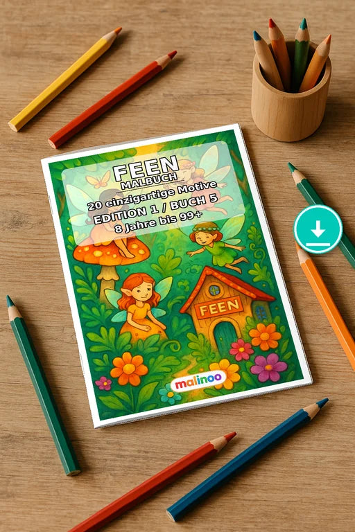 Feen Malbuch 20 Ausmalbilder PDF Download – Mockup-Ansicht