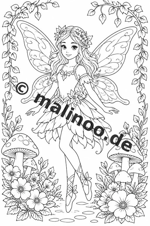 Feen Malbuch 20 Ausmalbilder PDF Download digital – Vorschaubild 1