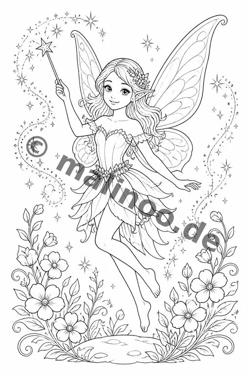 Feen Malbuch 20 Ausmalbilder PDF Download – Vorschaubild 3