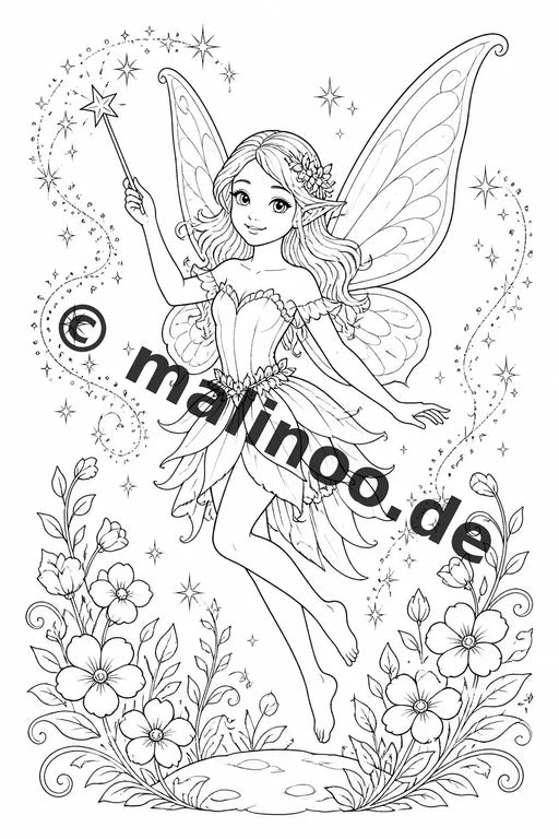 Feen Malbuch 20 Ausmalbilder PDF Download digital – Vorschaubild 3