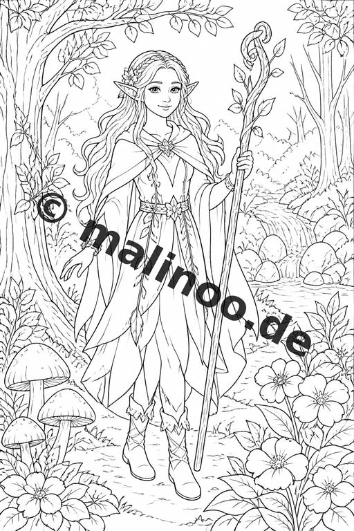 Feen Malbuch 20 Ausmalbilder PDF Download digital – Vorschaubild 5