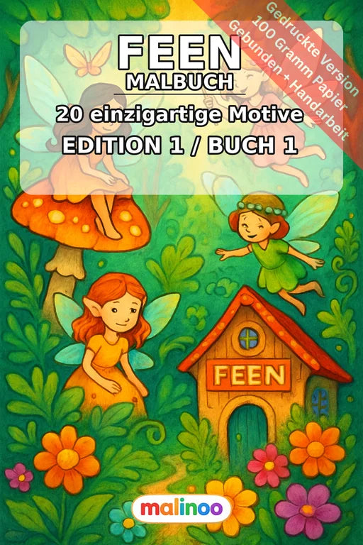 Feen Malbuch 20 Ausmalbilder gedruckt und gebunden – Cover