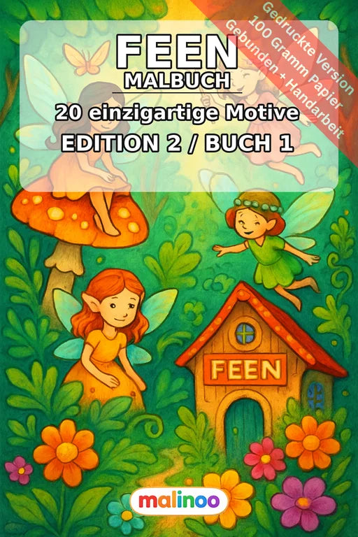 Feen Malbuch 20 Ausmalbilder gedruckt und gebunden – Cover