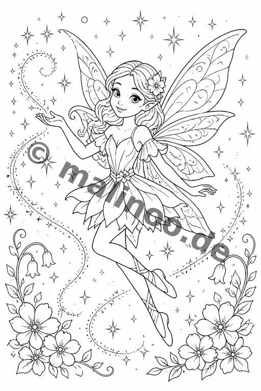 Feen Malbuch 20 Ausmalbilder gedruckt+gebunden – Vorschaubild 10