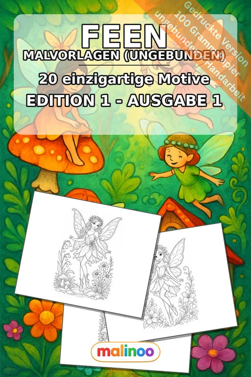 Feen Malbuch 20 Ausmalbilder gedruckt, ungebunden – Cover