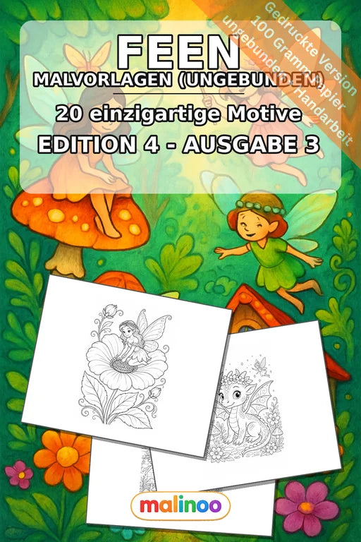 Feen Malbuch 20 Ausmalbilder gedruckt, ungebunden – Cover