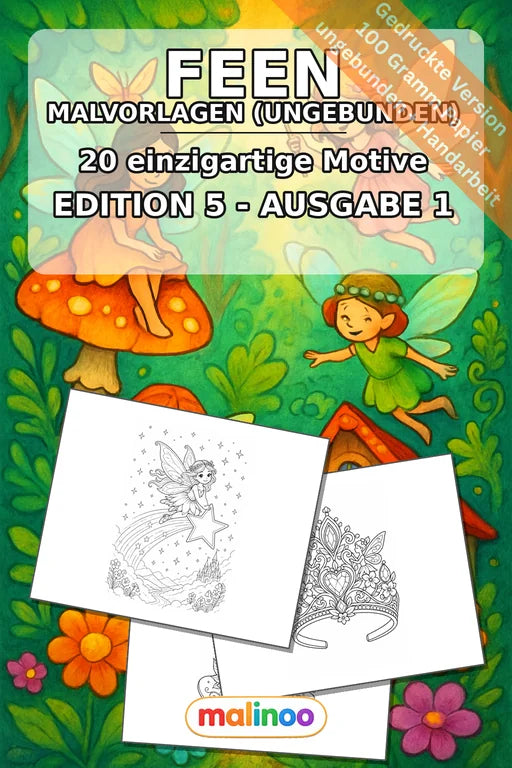 Feen Malbuch 20 Ausmalbilder gedruckt, ungebunden – Cover