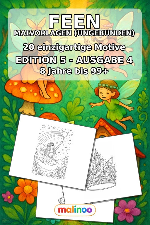 Feen Malbuch 20 Ausmalbilder gedruckt+lose – Cover