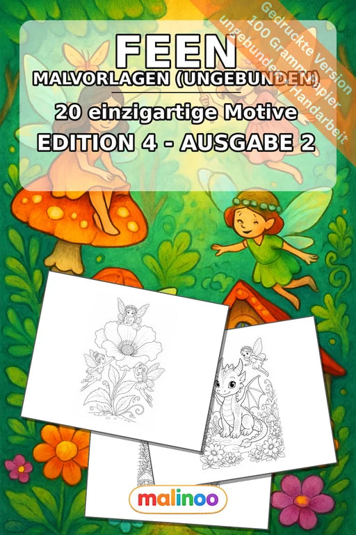 Feen Malbuch 20 Ausmalbilder gedruckt, ungebunden – Cover