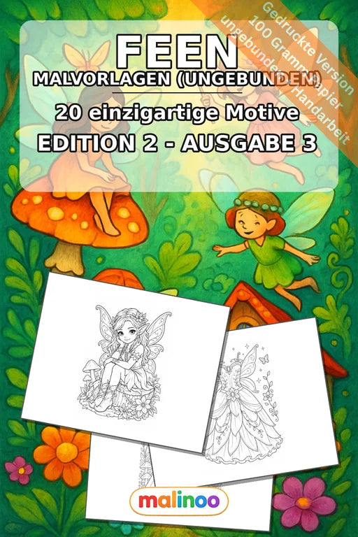 Feen Malbuch 20 Ausmalbilder gedruckt, ungebunden – Cover