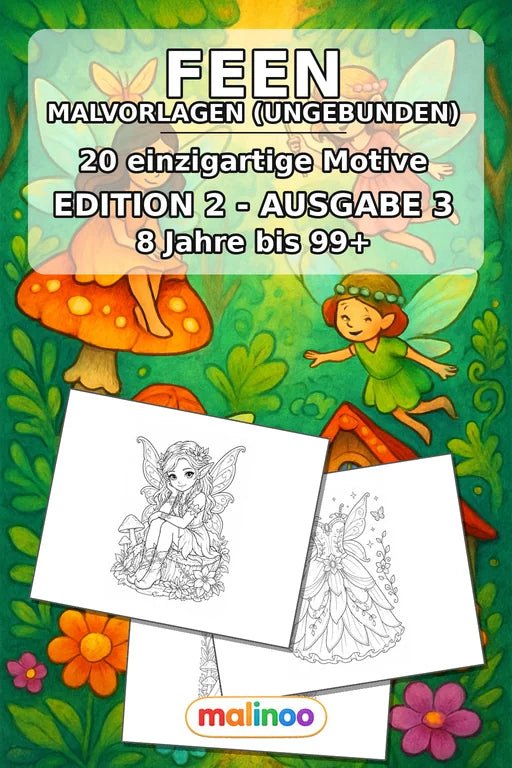 Feen Malbuch 20 Ausmalbilder gedruckt+lose – Cover