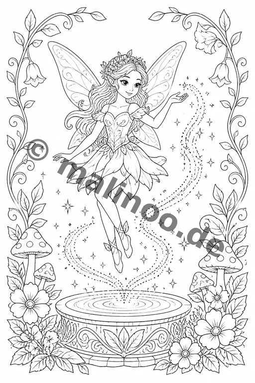 Feen Malbuch 20 Ausmalbilder gedruckt+lose – Vorschaubild 10