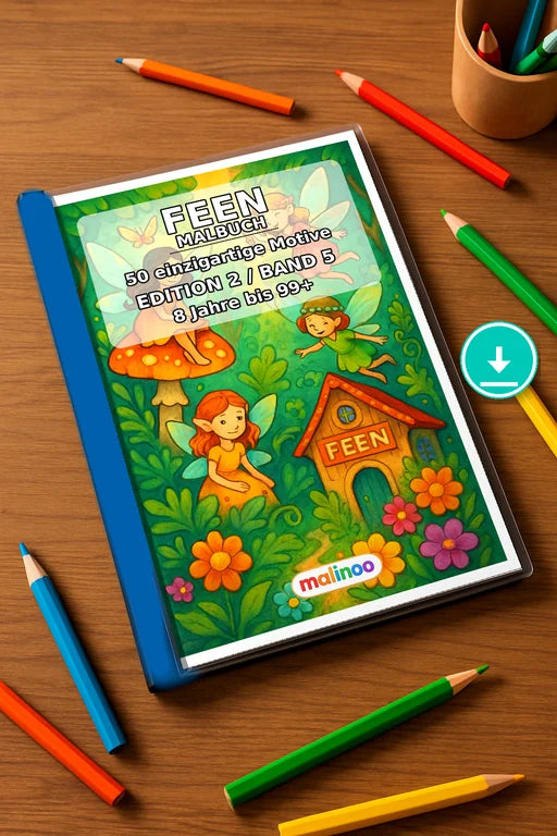 Feen Malbuch 50 Ausmalbilder PDF Download – Mockup-Ansicht
