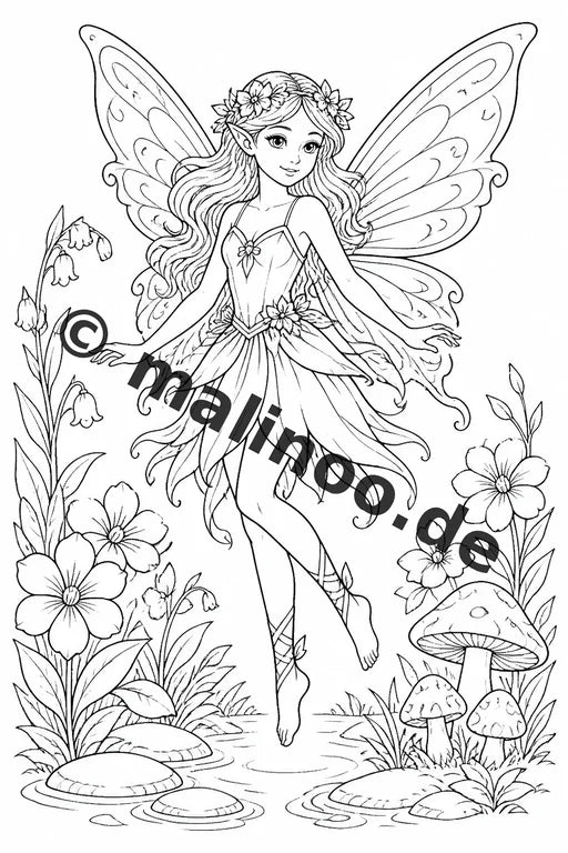 Feen Malbuch 50 Ausmalbilder PDF Download digital – Vorschaubild 1