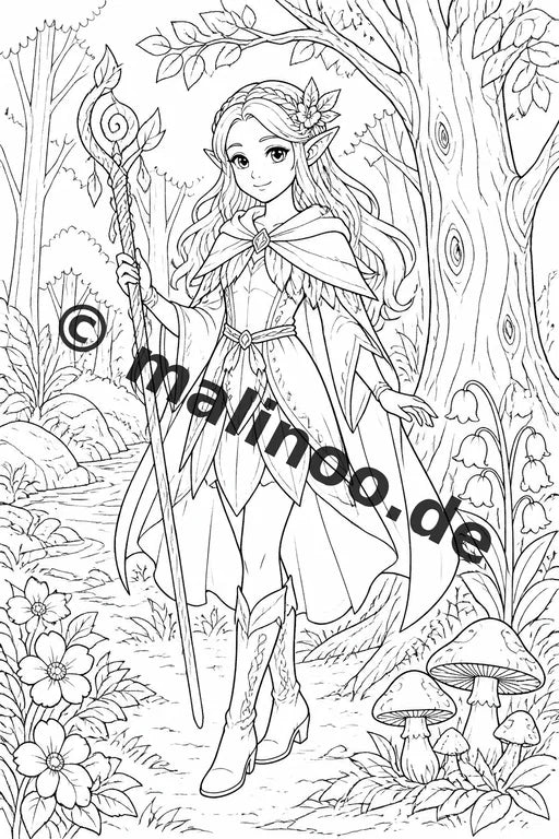 Feen Malbuch 50 Ausmalbilder PDF Download digital – Vorschaubild 5
