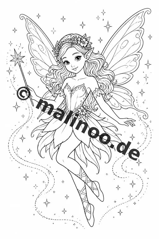 Feen Malbuch 50 Ausmalbilder gedruckt und gebunden – Vorschaubild 3