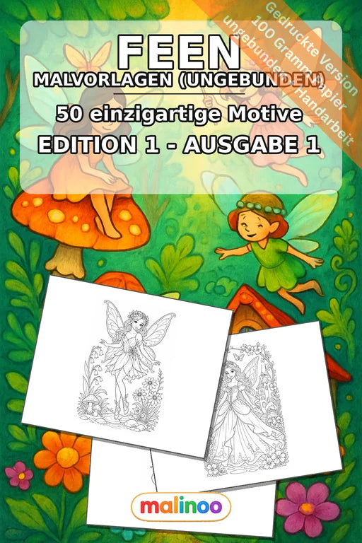 Feen Malbuch 50 Ausmalbilder gedruckt, ungebunden – Cover