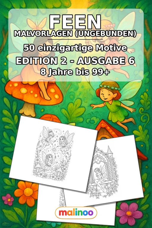 Feen Malbuch 50 Ausmalbilder gedruckt+lose – Cover
