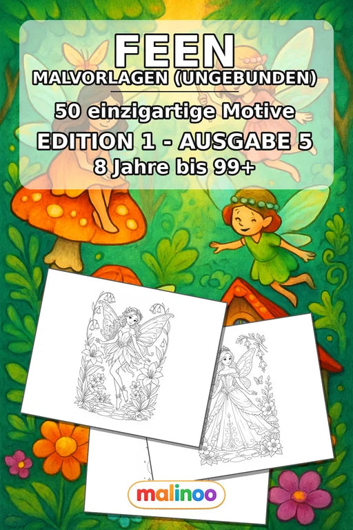 Feen Malbuch 50 Ausmalbilder gedruckt+lose – Cover