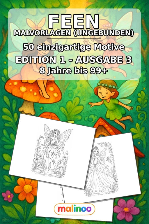 Feen Malbuch 50 Ausmalbilder gedruckt+lose – Cover
