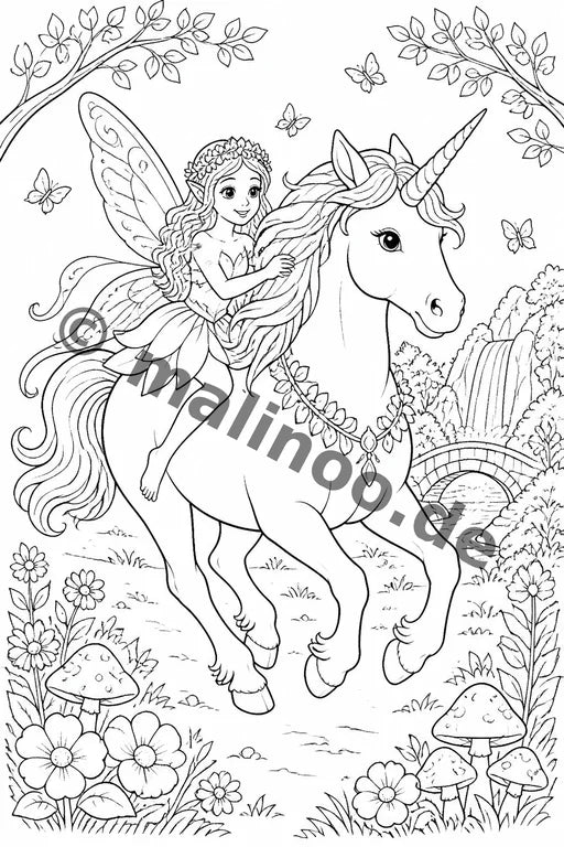 Feen Malbuch 50 Ausmalbilder gedruckt+lose – Vorschaubild 8
