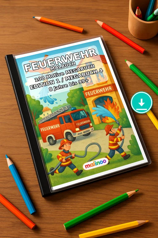Feuer Malbuch 100 Ausmalbilder PDF Download – Mockup-Ansicht