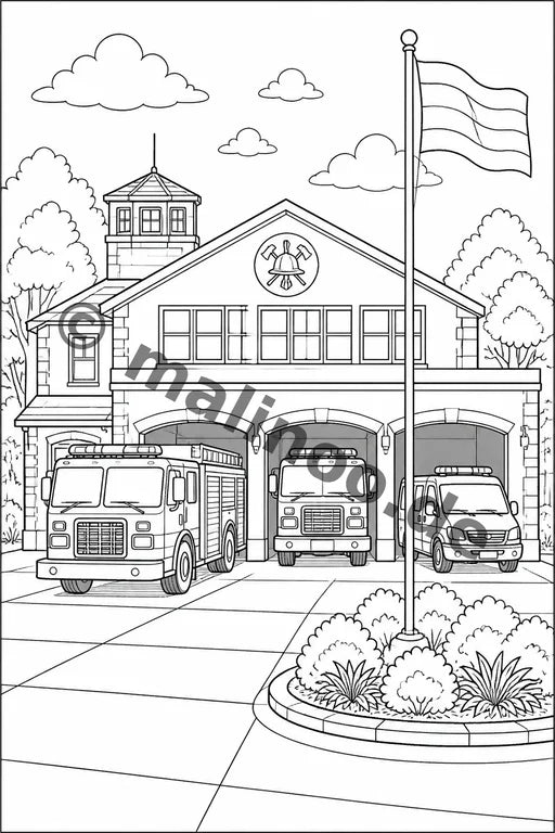 Feuer Malbuch 20 Ausmalbilder PDF Download – Vorschaubild 1