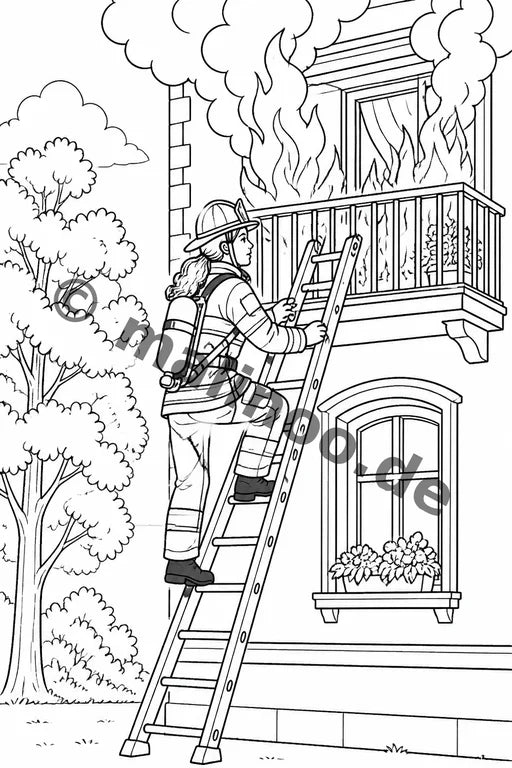 Feuer Malbuch 20 Ausmalbilder PDF Download – Vorschaubild 5