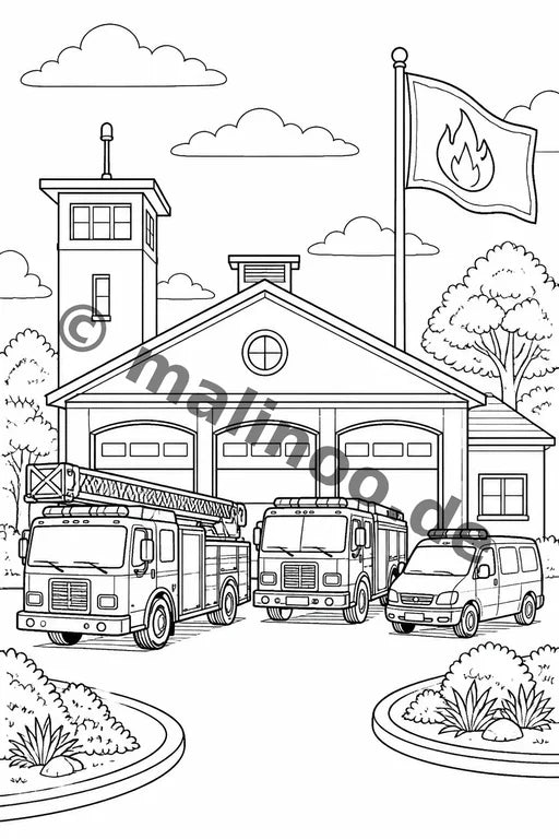 Feuer Malbuch 20 Ausmalbilder gedruckt+gebunden – Vorschaubild 1