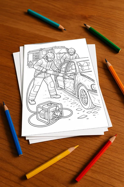 Feuer Malbuch 20 Ausmalbilder gedruckt+lose – Mockup-Ansicht