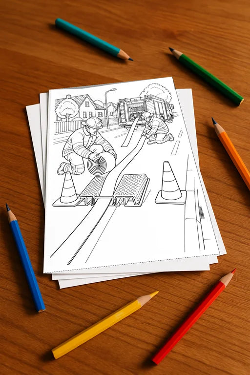 Feuer Malbuch 20 Ausmalbilder gedruckt+lose – Mockup-Ansicht