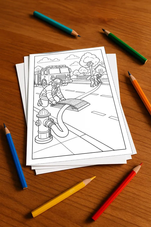 Feuer Malbuch 20 Ausmalbilder gedruckt+lose – Mockup-Ansicht