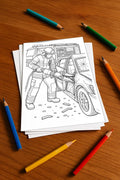 Feuer Malbuch 20 Ausmalbilder gedruckt+lose – Mockup-Ansicht