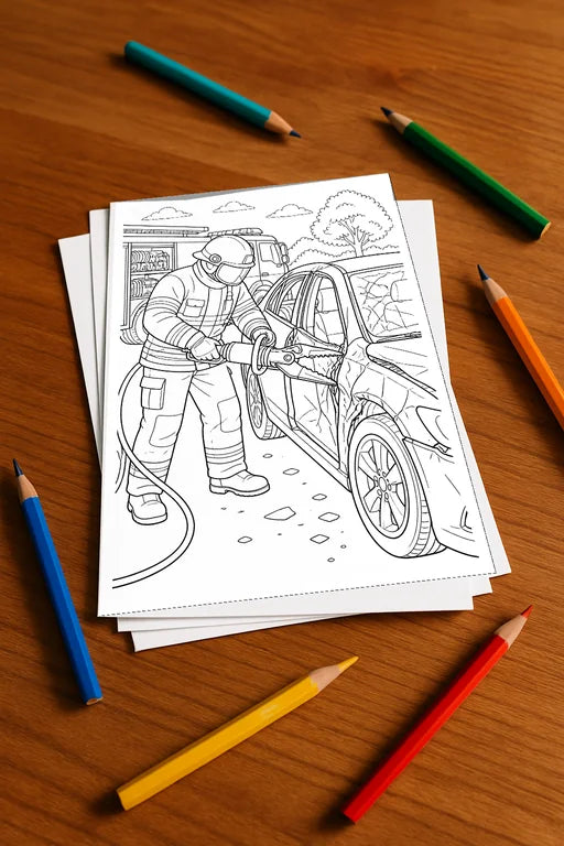 Feuer Malbuch 20 Ausmalbilder gedruckt+lose – Mockup-Ansicht