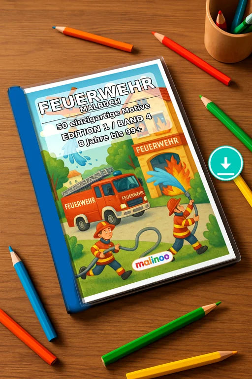 Feuer Malbuch 50 Ausmalbilder PDF Download – Mockup-Ansicht
