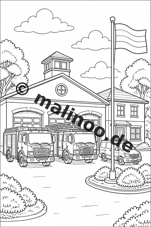 Feuerwehr Malbuch 100 Ausmalbilder PDF Download digital – Vorschaubild 1