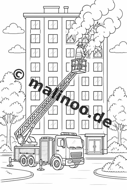 Feuerwehr Malbuch 100 Ausmalbilder PDF Download digital – Vorschaubild 2