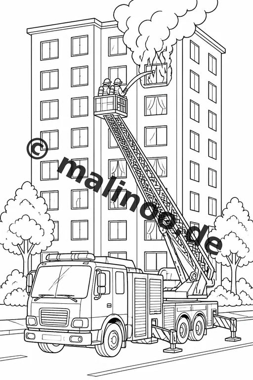Feuerwehr Malbuch 20 Ausmalbilder PDF Download digital – Vorschaubild 2
