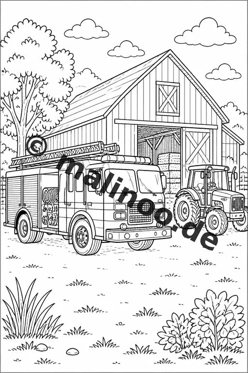 Feuerwehr Malbuch 20 Ausmalbilder PDF Download digital – Vorschaubild 3